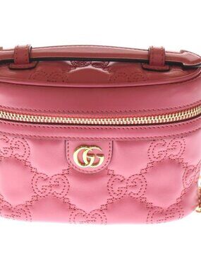 Gucci GG Matelasse Mini Top Handle Shoulder Bag Pink Leather